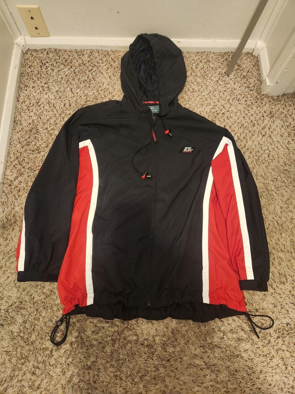 Vintage Lauren Ralph Lauren Windbreaker Hooded Track Full ZIP LRL Medium